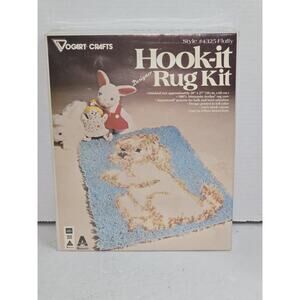 Vintage Latch Hook Rug Kit Fluffy Dog Vogart Hook-It Wall Hanging #4325 Sealed